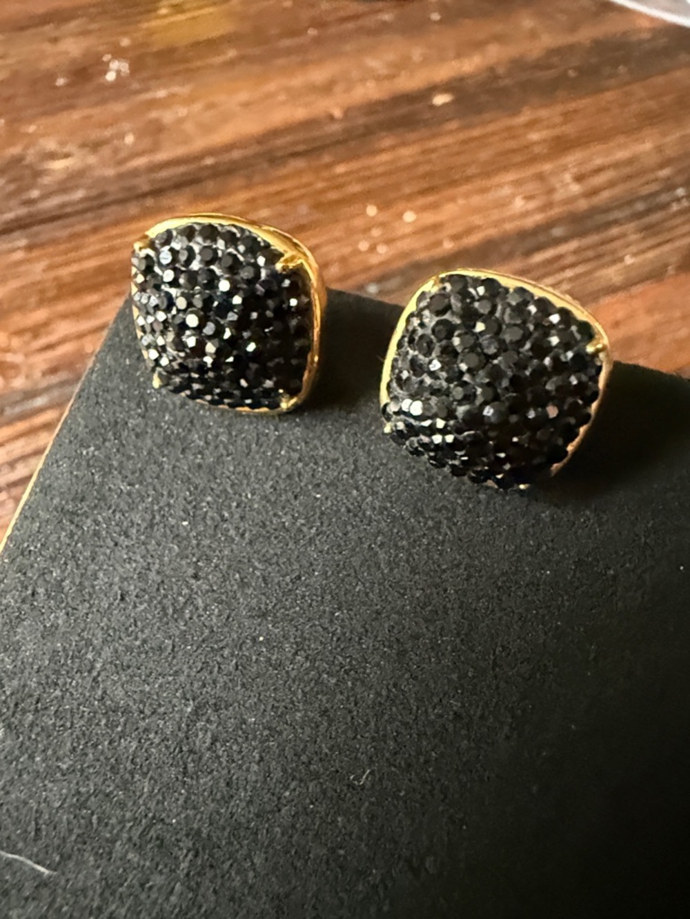 kate spade Black Crystal Pave Studs with Gold Trim